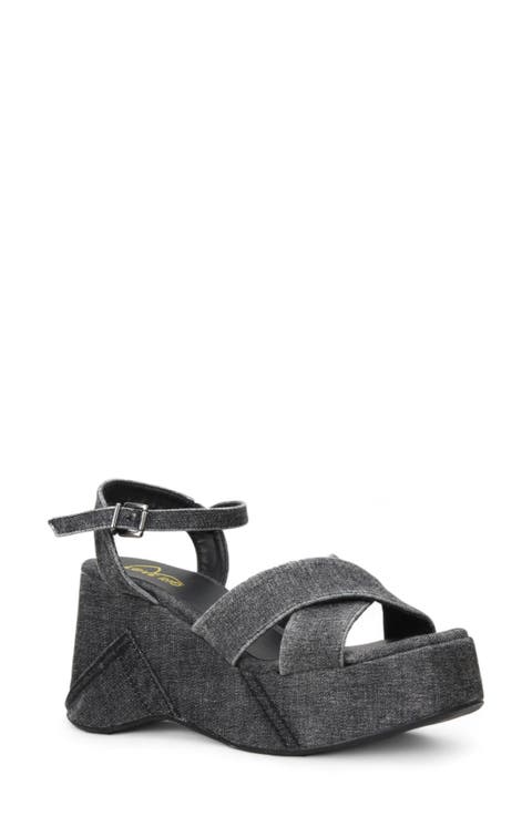 Jenna Denim Platform Wedge Sandal (Women)