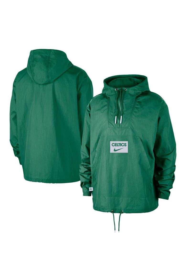 Men's Nike  Green Boston Celtics Courtside Premium Club Anorak Quarter-Zip Pullover Hoodie, Main, color, Green