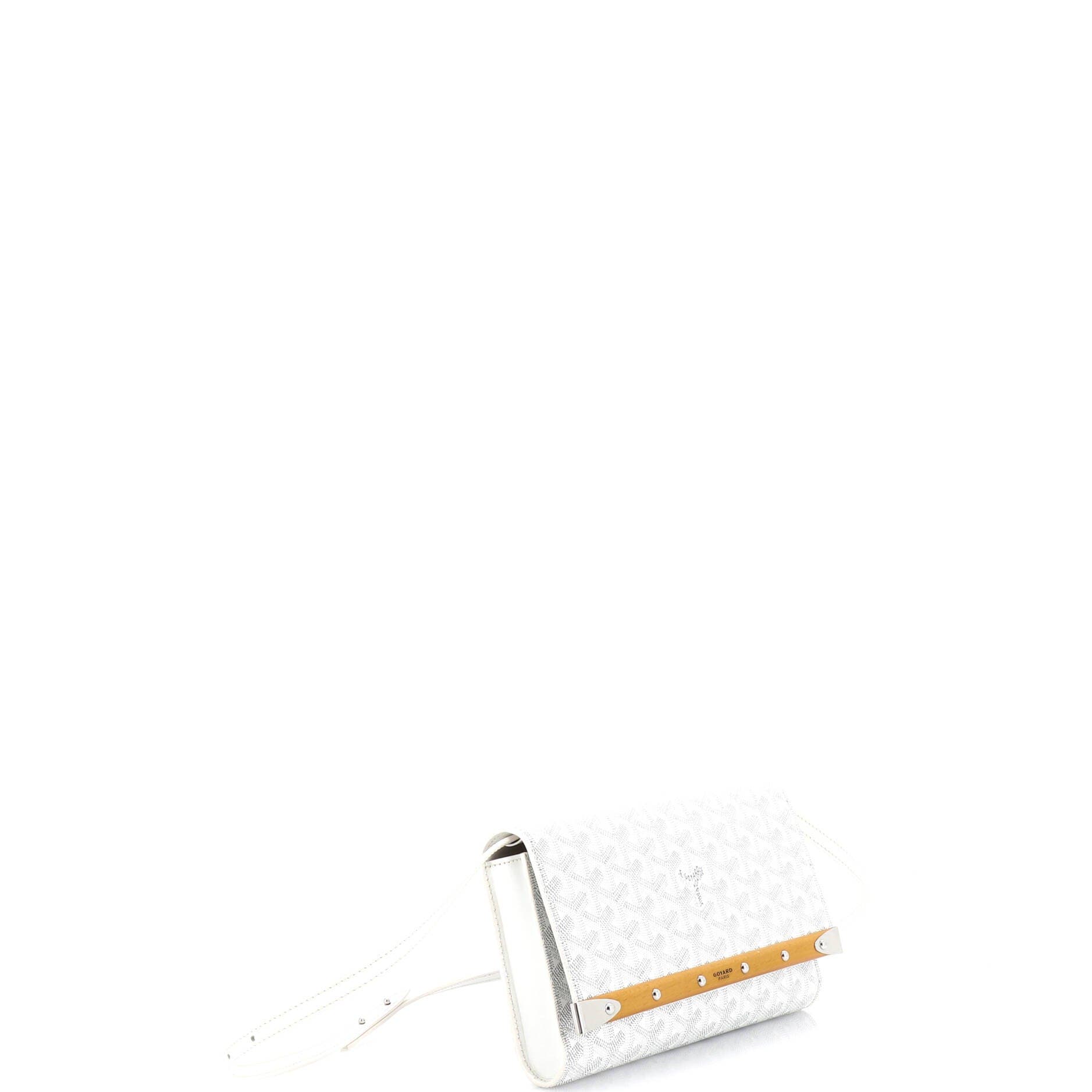 Pre-Owned Goyard Monte Carlo Clutch with Strap Coated Canvas PM, Alternate, color, White