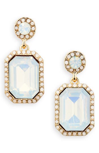 Cara Crystal Halo Drop Earrings In Opal White