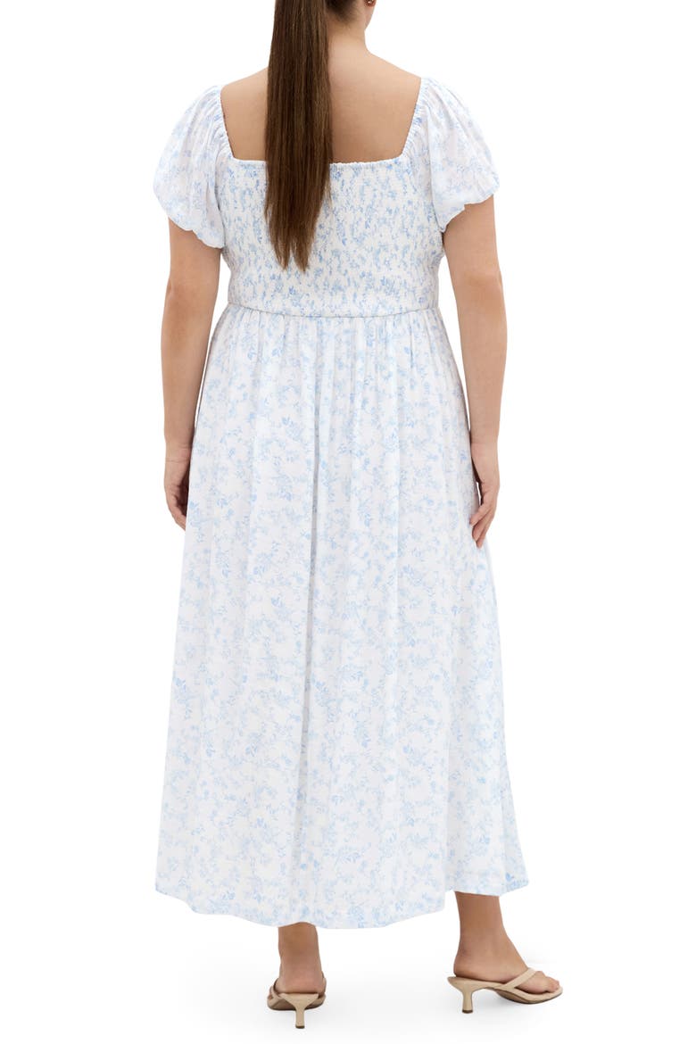 Serina Print Puff Sleeve Midi Dress, Alternate, color, SARDINIA DITSY