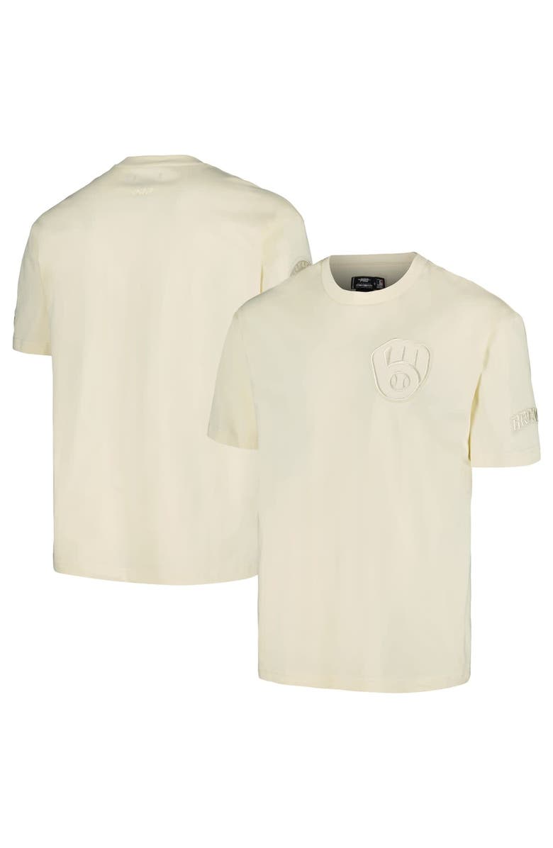 PRO STANDARD Men's Pro Standard Cream Milwaukee Brewers Neutral CJ Dropped Shoulders T-Shirt, Main, color, Cream