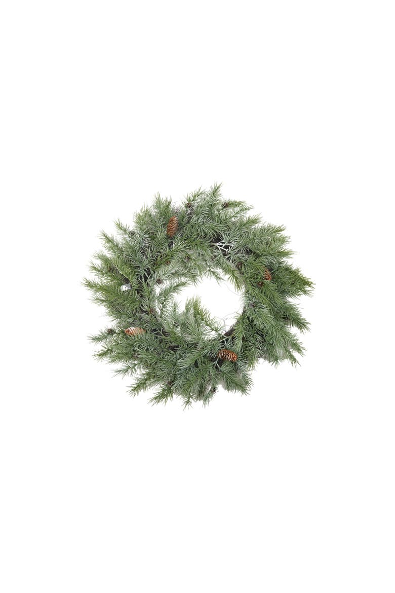 Evergreen Pine Wreath with Artful Greenery, Alternate, color, Green