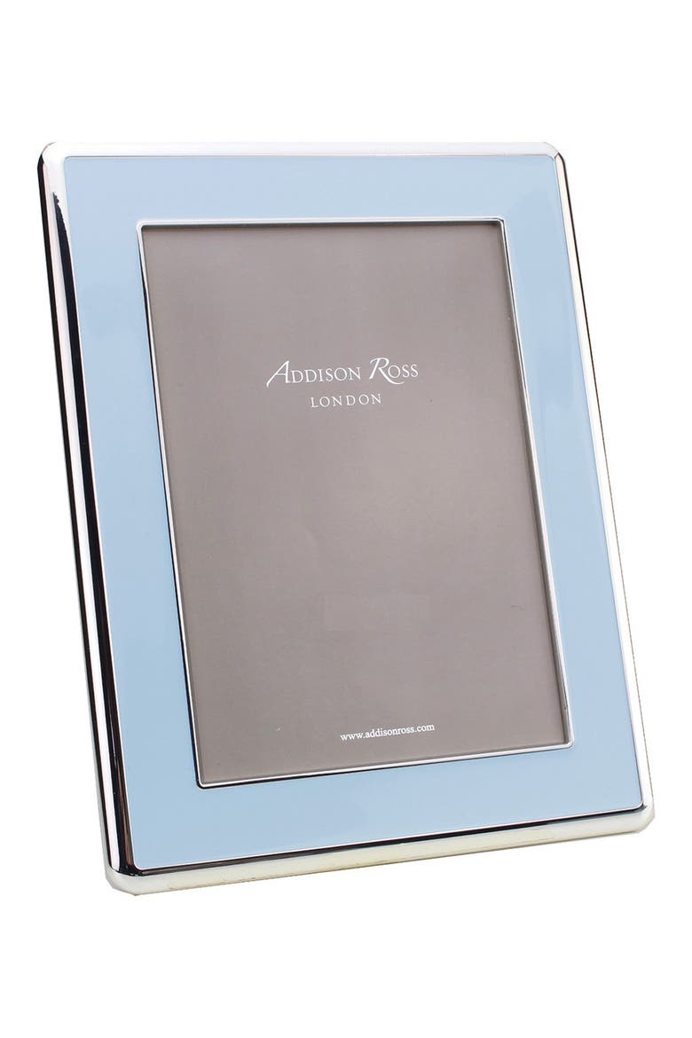 Powder Blue Enamel & Silvertone Plate Picture Frame, Main, color, BLUE
