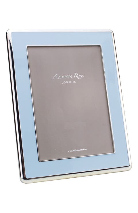 Powder Blue Enamel & Silvertone Plate Picture Frame