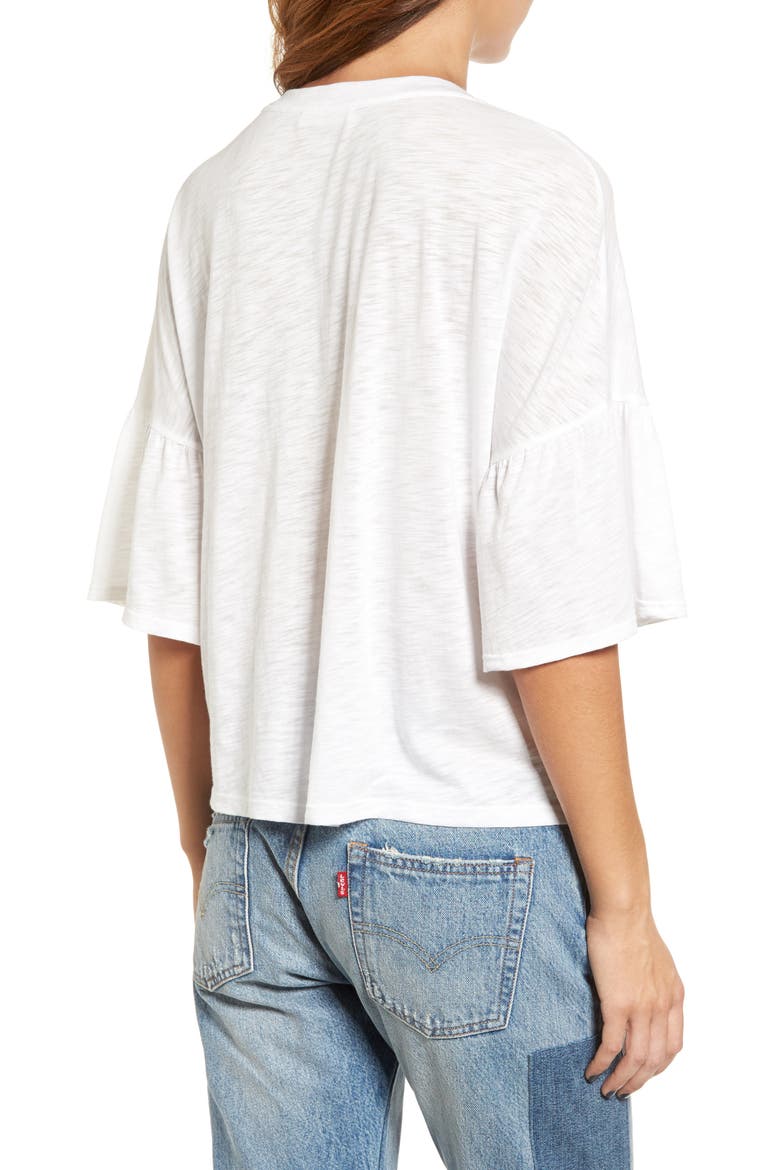 Ruffle Sleeve Tee, Alternate, color, WHITE