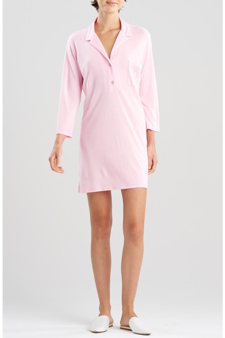 Shangri Embroidered Long Sleeve Sleep Shirt, Main, color, TULIP