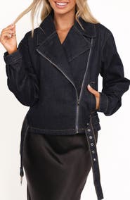 Petal & Pup Mira Denim Moto Jacket