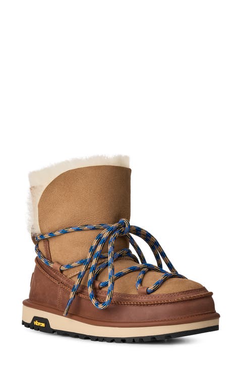 Classic Tread Leather Genuine Shearling Boot