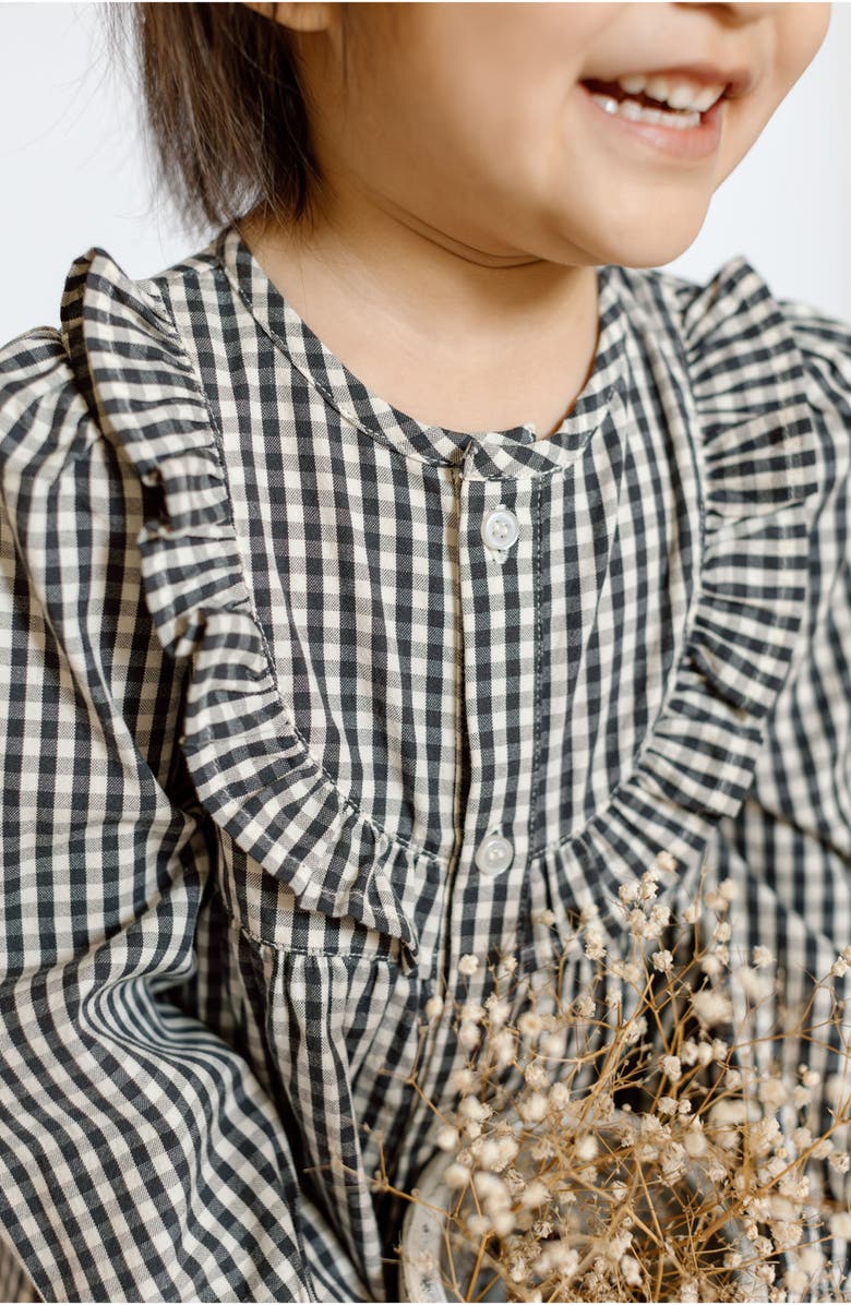 Pehr Gingham Ruffle Organic Cotton Dress, Alternate, color, Indigo