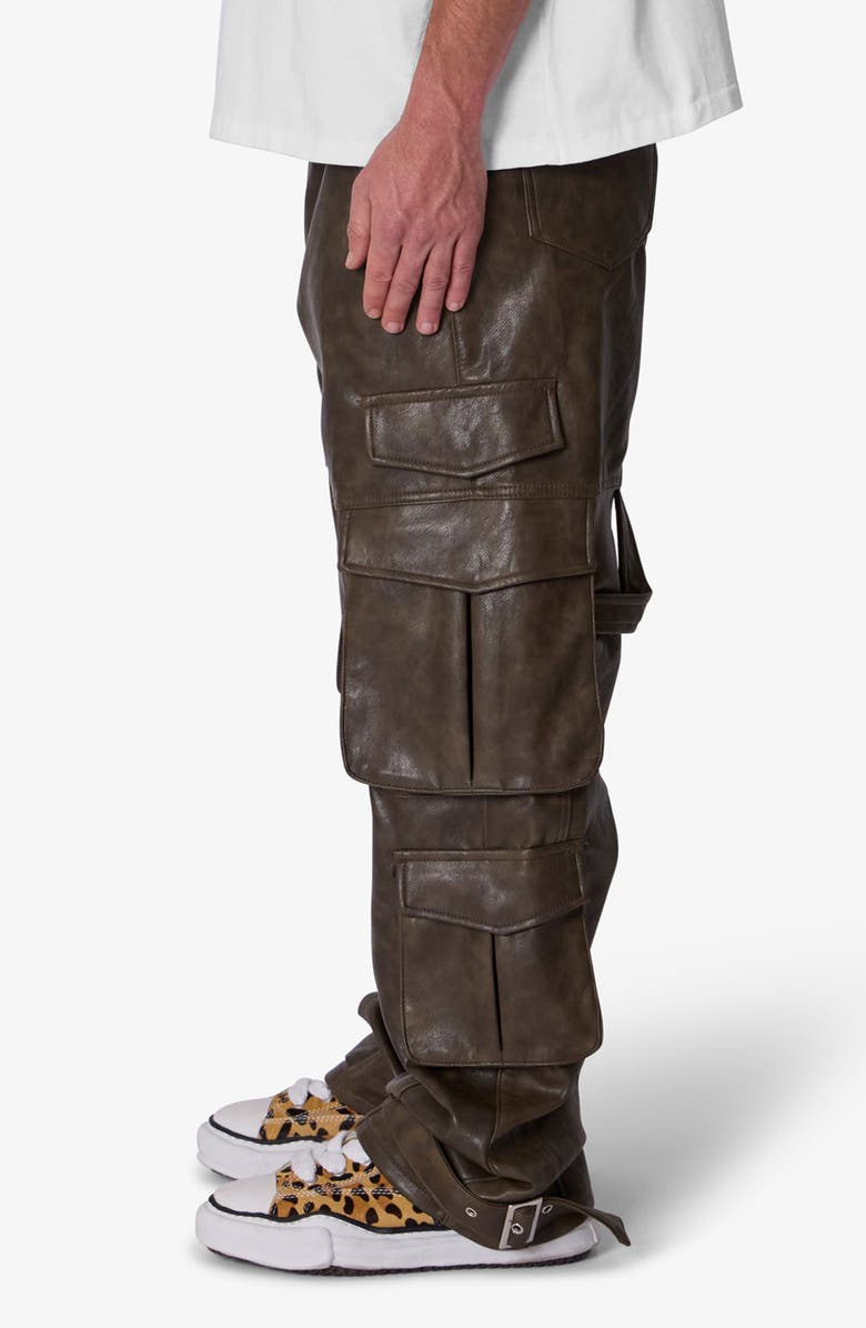 mnml G33 Faux Leather Cargo Pants, Alternate, color, Brown