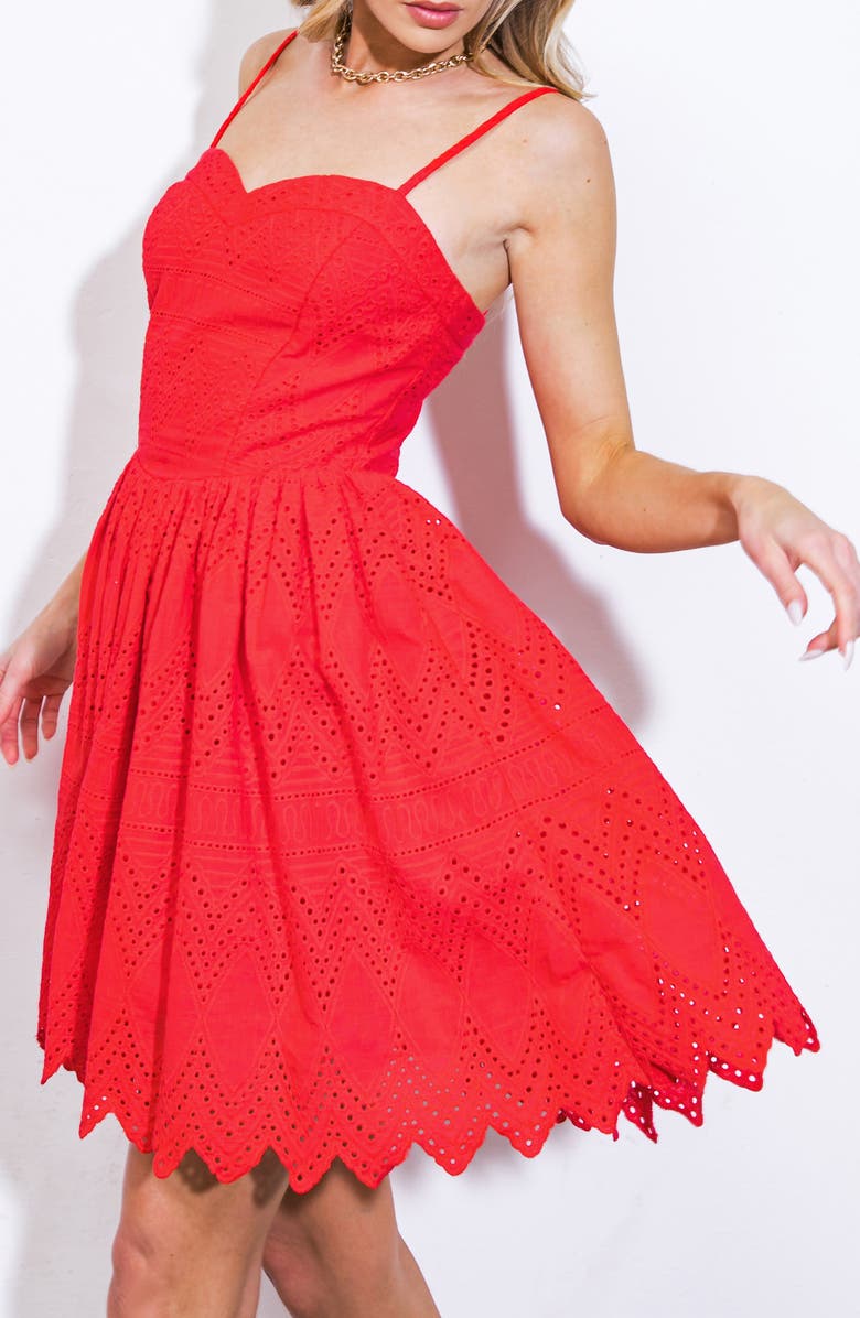 FLYING TOMATO Eyelet Minidress, Alternate, color, Red