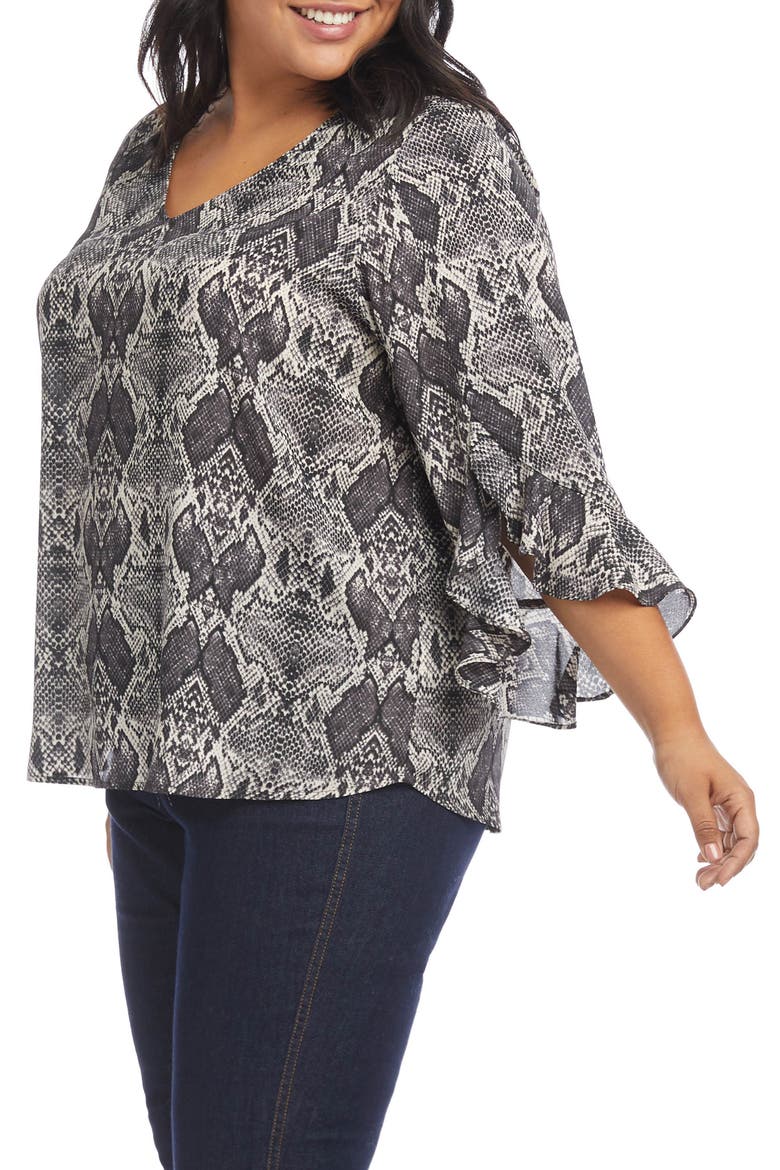 Snake Ruffle Chiffon Top, Alternate, color, PRT