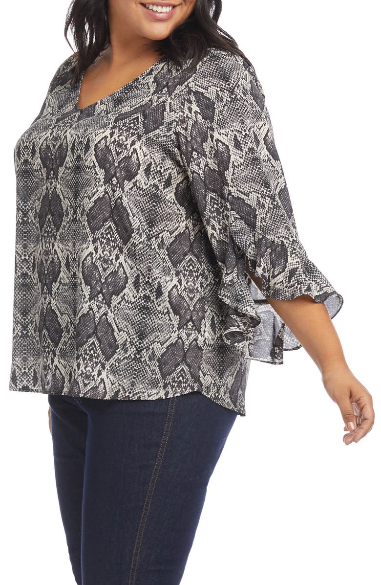 Karen Kane Snake Ruffle Chiffon Top, Alternate, color,