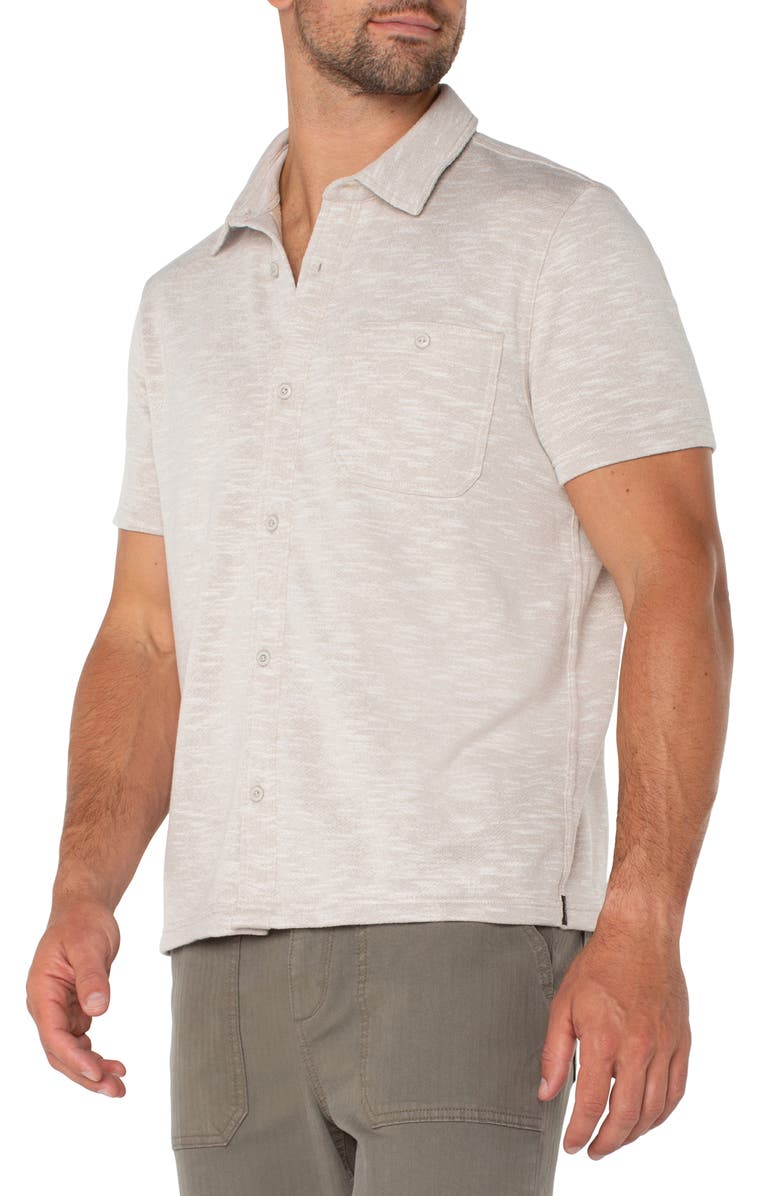 Liverpool Los Angeles Short Sleeve Slub Knit Button-Up Shirt, Alternate, color, 