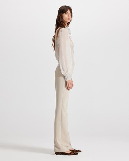Theo The Label Daphne High-waist Side-slit Pant In Neutral