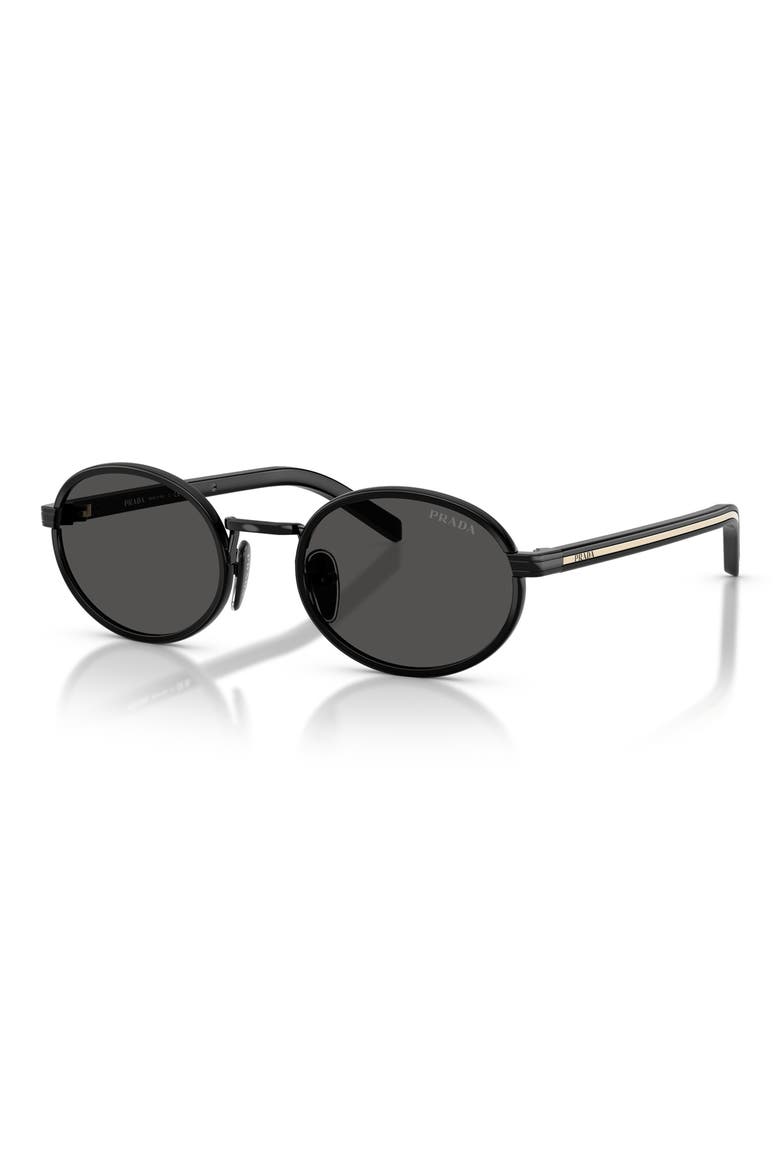 52mm Oval Sunglasses, Alternate, color, BLACK/ DARK GREY