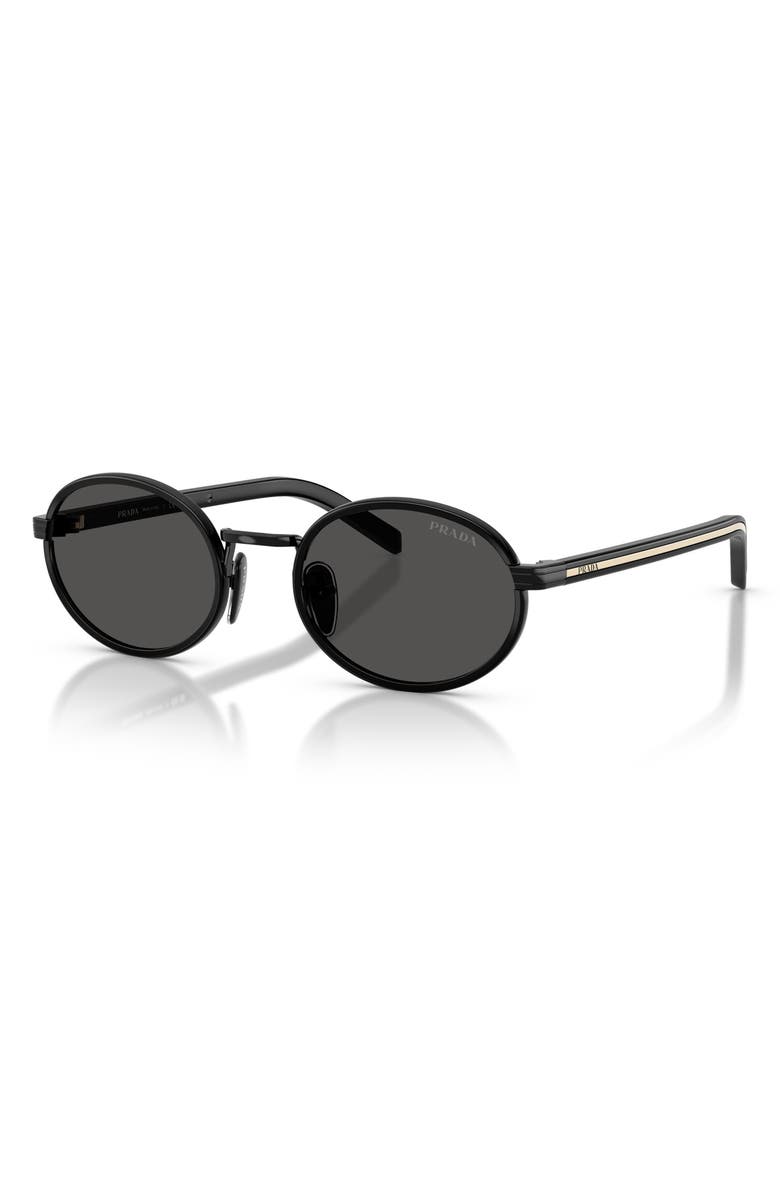Prada 52mm Oval Sunglasses, Alternate, color, Black/ Dark Grey