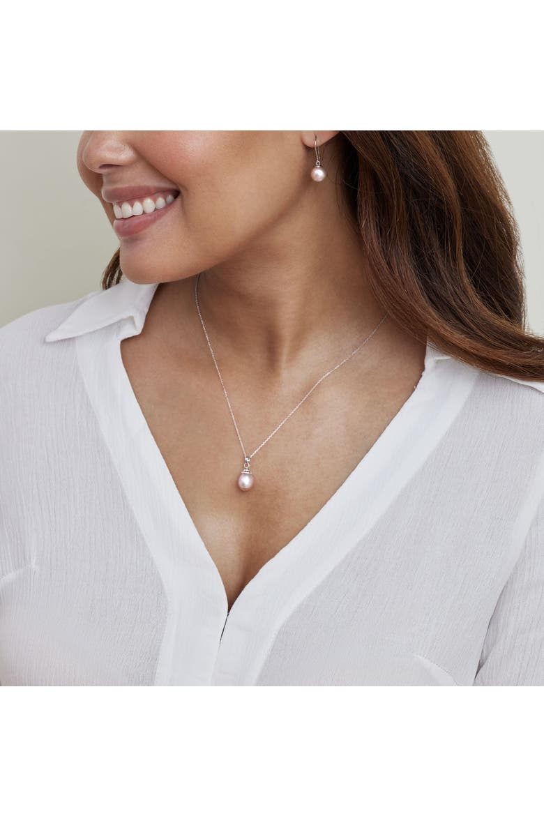 14K Gold Pink Freshwater Cultured Pearl Devon Pendant, Alternate, color, White Gold