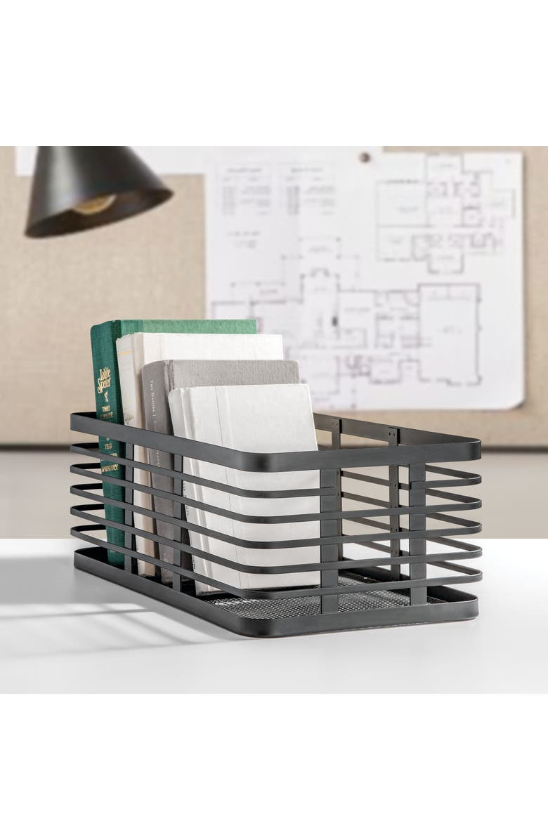 mDesign Metal Pantry Basket with Handles - Set of 2 - Matte Black, Alternate, color, Matte Black