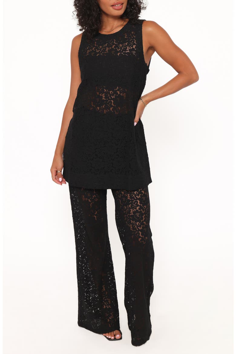 Sammy Lace Tank & Wide Leg Pants Set, Main, color, BLACK