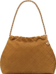 Tory Burch Fleming Soft Quilted Suede Hobo Bag