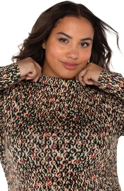 Liverpool Los Angeles Ruched Mock Neck Top In Brown