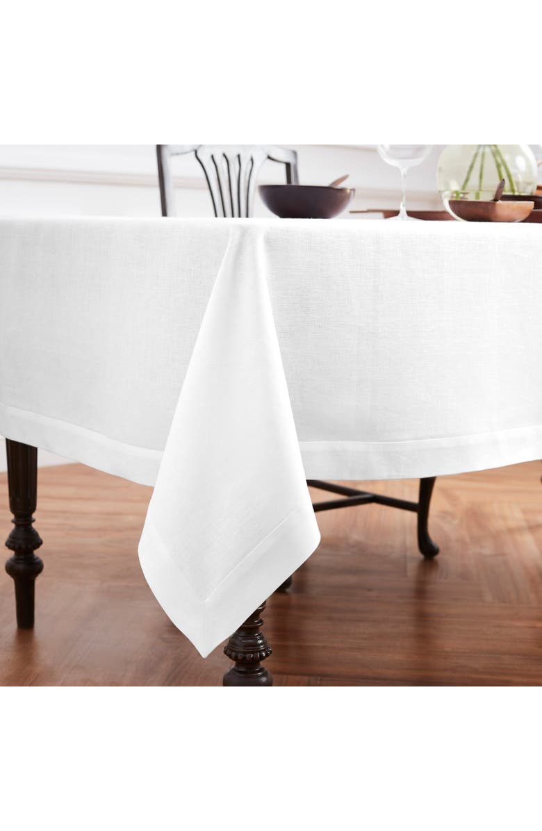 Solino Home Linen Tablecloth for Dining Table, Holiday and Everyday Dining Table Decor - Diana, Alternate, color, White