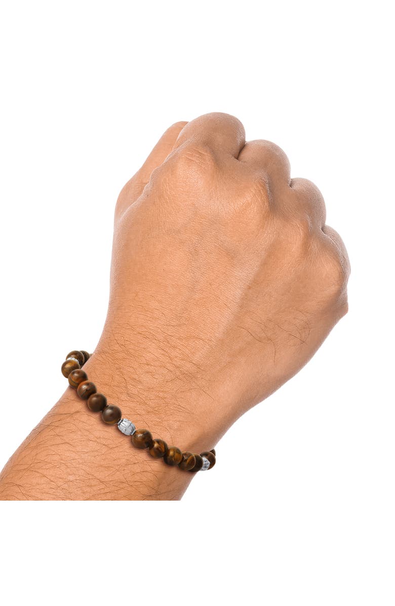 Lucky Brand Tigers Eye Beaded Elastic Bracelet, Alternate, color,