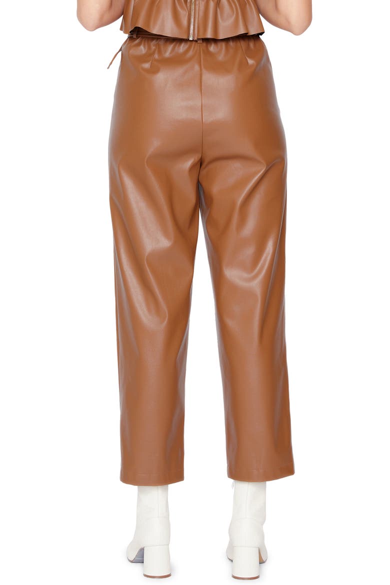 Set the Scene Belted Wide Leg Faux Leather Pants, Alternate, color, BROWN