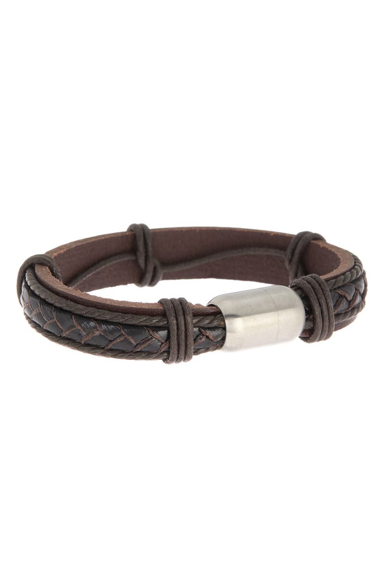 HMY JEWELRY Braided Leather Strap Bracelet, Alternate, color, 