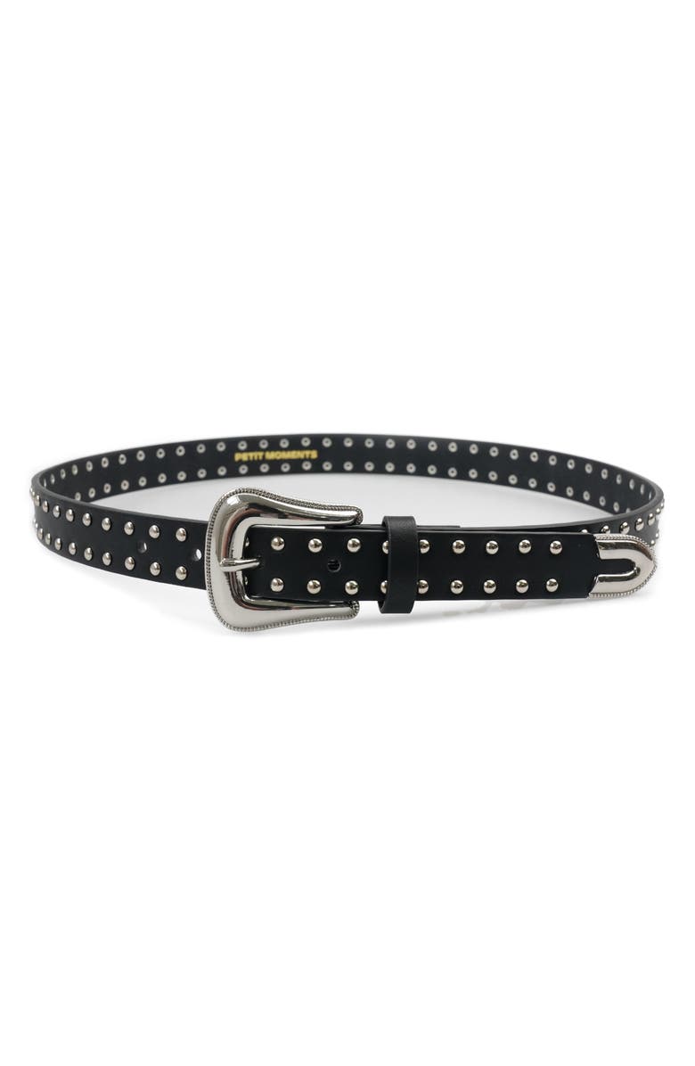 Petit Moments Western Studded Belt, Main, color, Black/ Silver