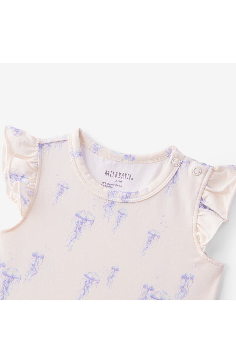 Milkbarn Cotton Stretch Ruffle One Piece, Alternate, color, Sunset Jellyfish