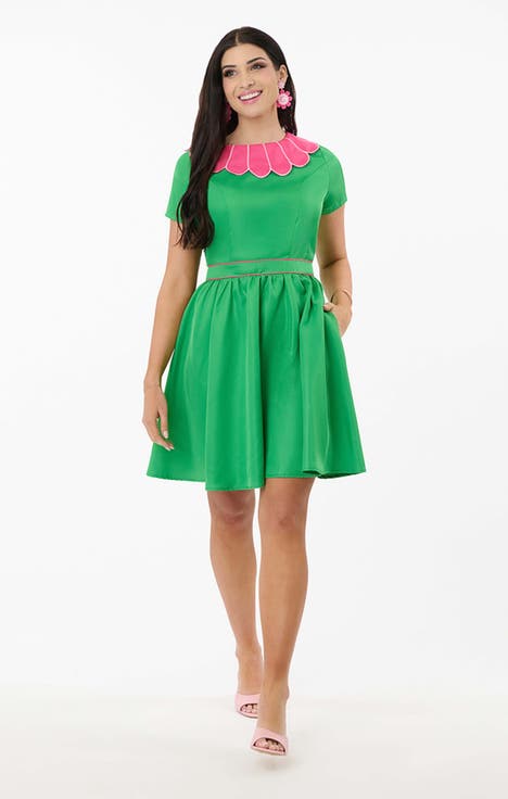 Petal Collar Flare Dress