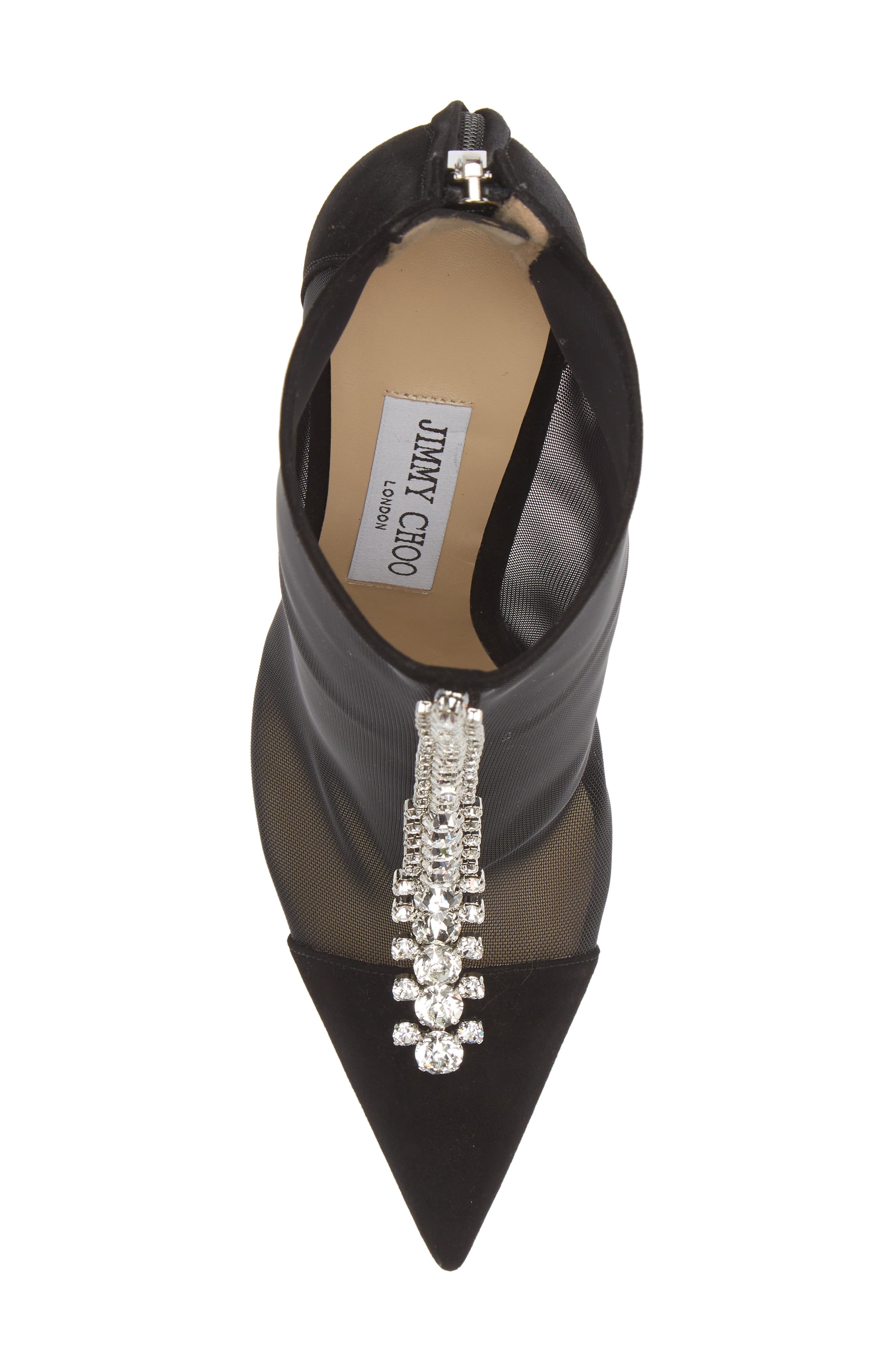 Jimmy Choo Bing Crystal Embellished Mesh Bootie, Alternate, color, 