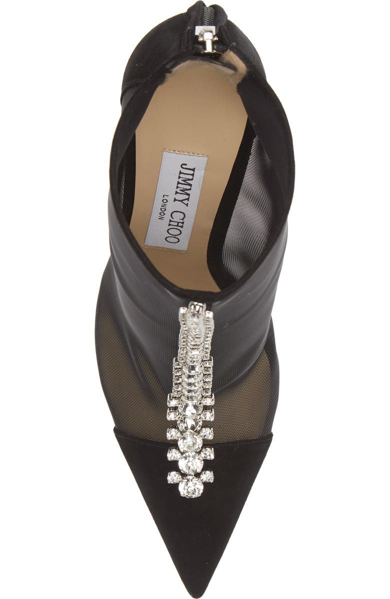 Jimmy Choo Bing Crystal Embellished Mesh Bootie, Alternate, color,