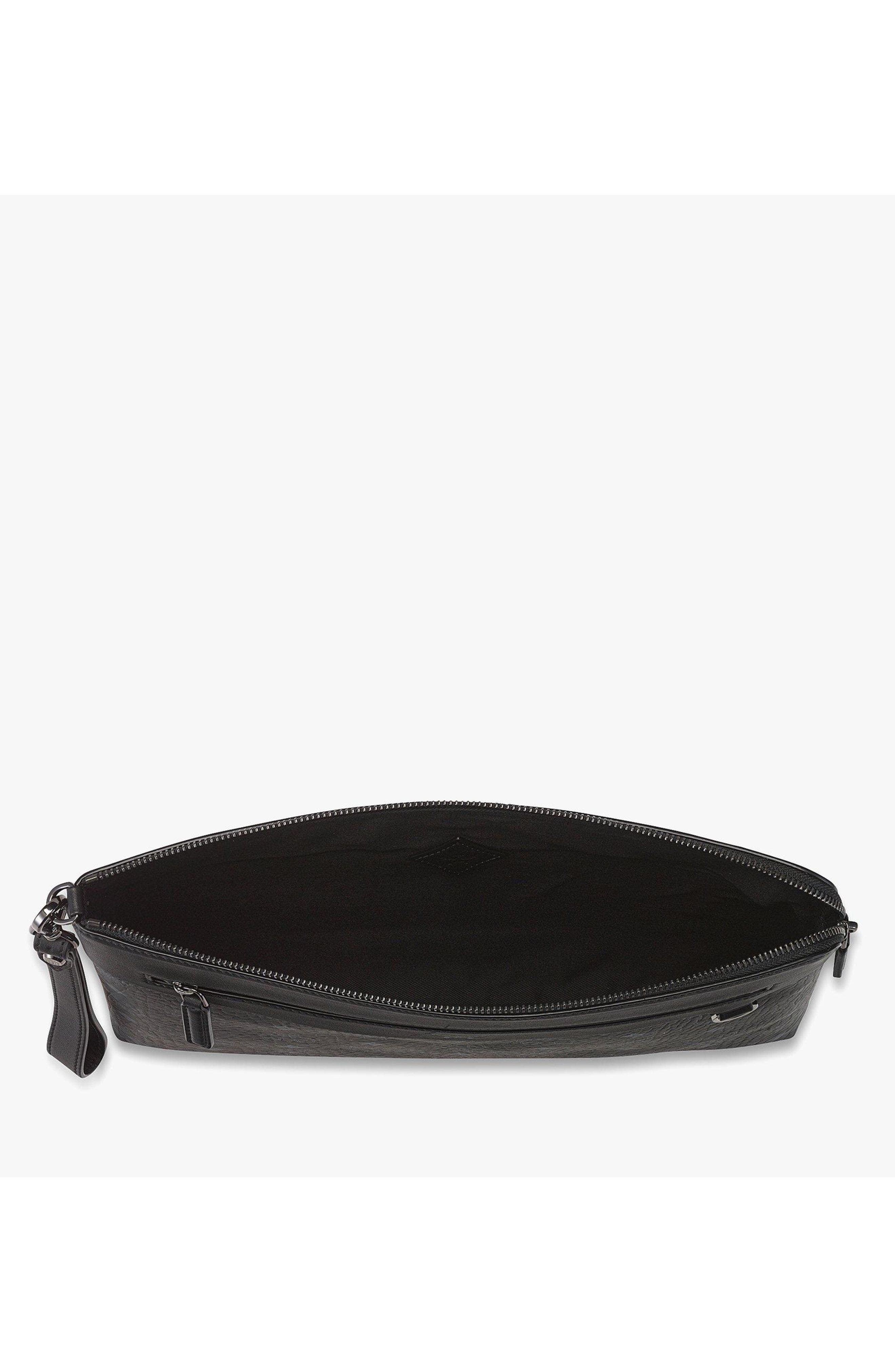 MCM Diamond Wristlet Pouch in Visetos, Alternate, color, Black