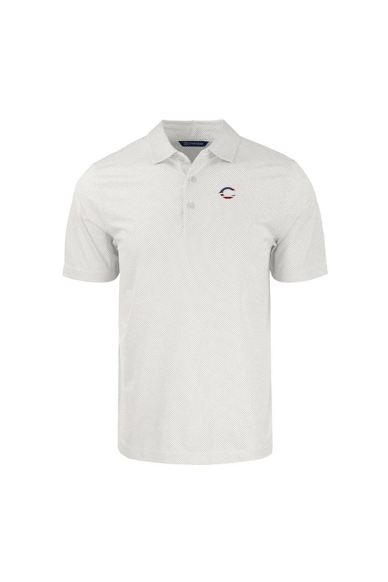 Men's Cutter & Buck  White/Gray Cincinnati Reds Stars & Stripes Pike Eco Symmetry Print Stretch Recycled Polo, Alternate, color, White