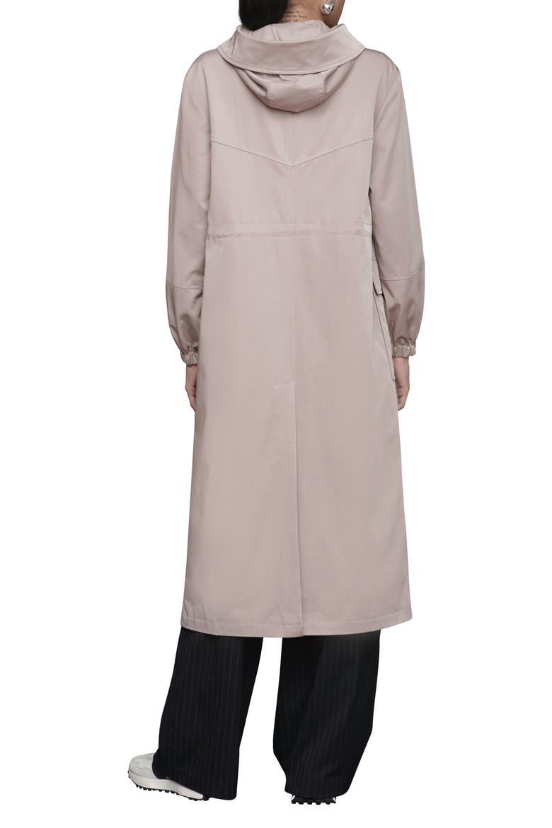 Hooded Water Resistant Longline Anorak, Alternate, color, PINK SAND