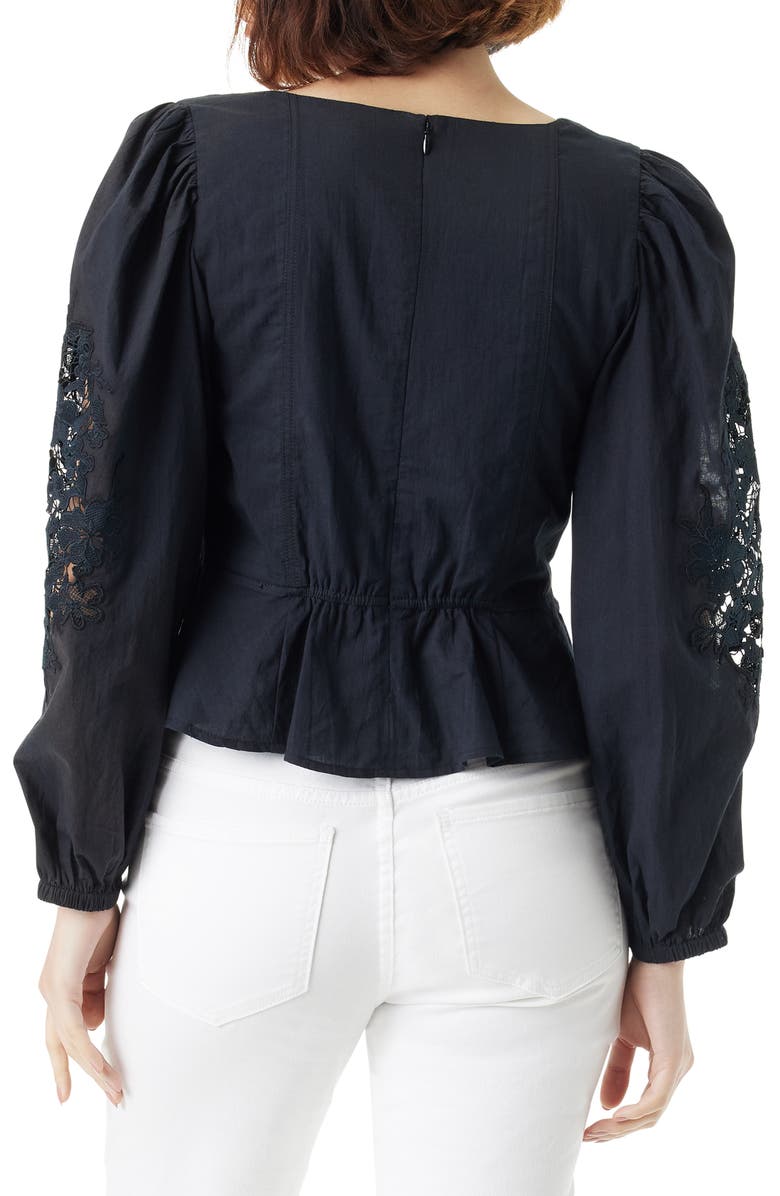 Sam Edelman Lainey Lace Accent Cotton Peplum Top, Alternate, color,