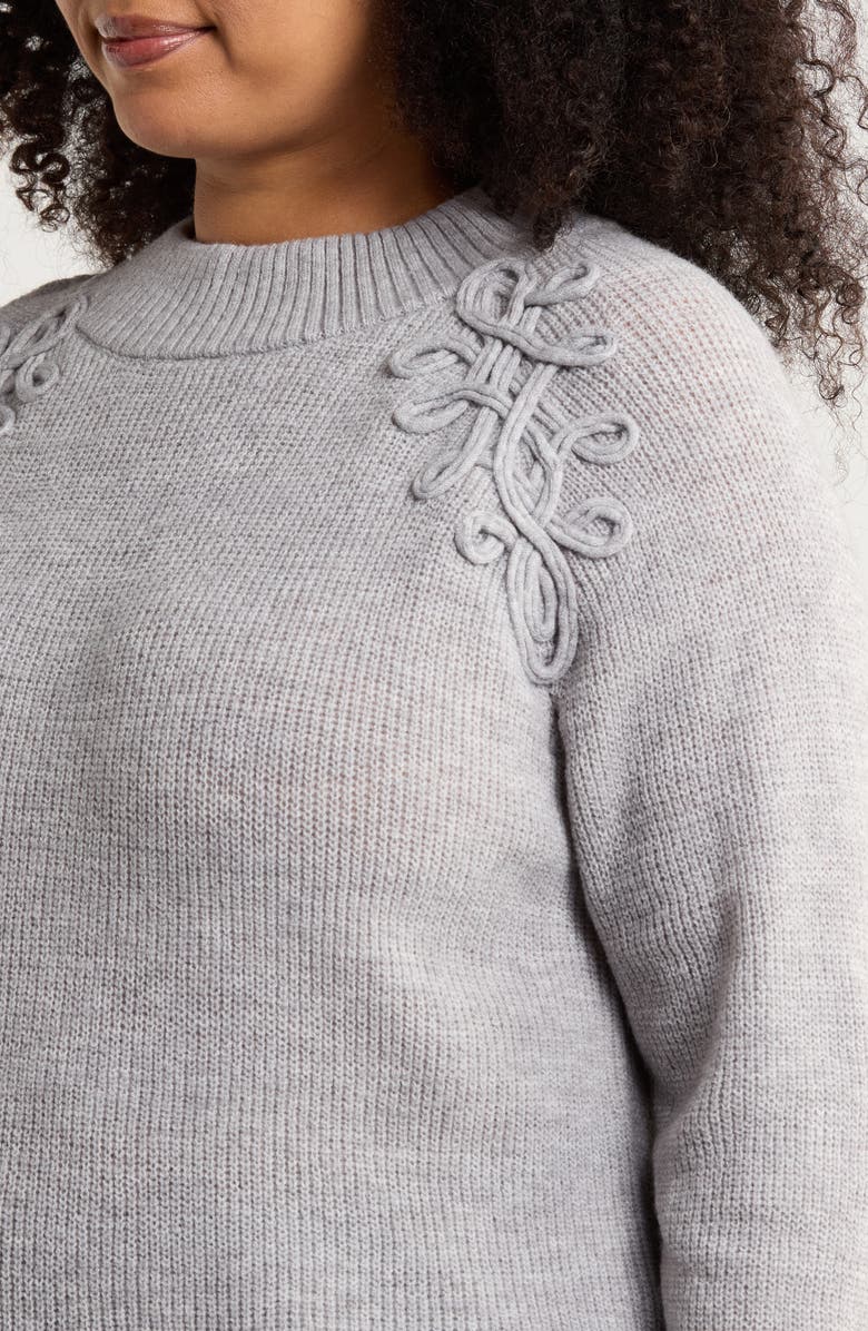 Wit & Wisdom Soutache Mock Neck Sweater, Alternate, color, Heather Grey