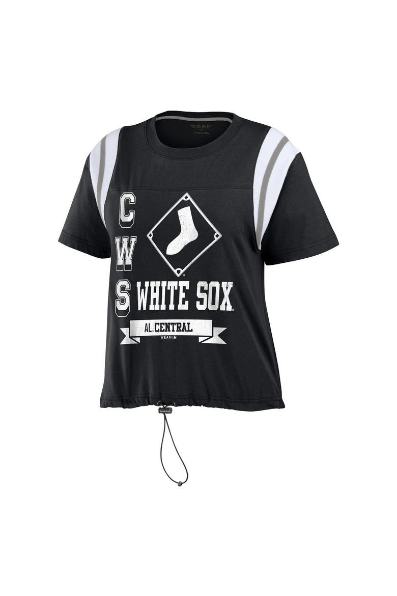 Women's WEAR by Erin Andrews Black Chicago White Sox Cinched Colorblock T-Shirt, Alternate, color, Black