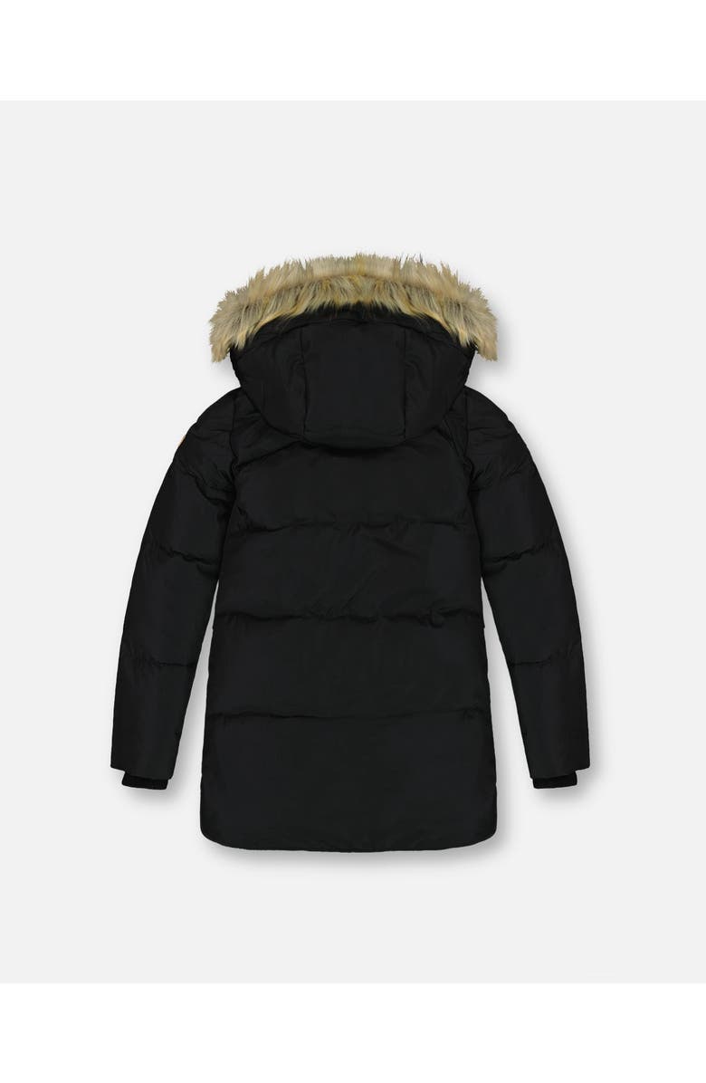 Deux par Deux Girl's Puffy Long Coat Black, Alternate, color, 