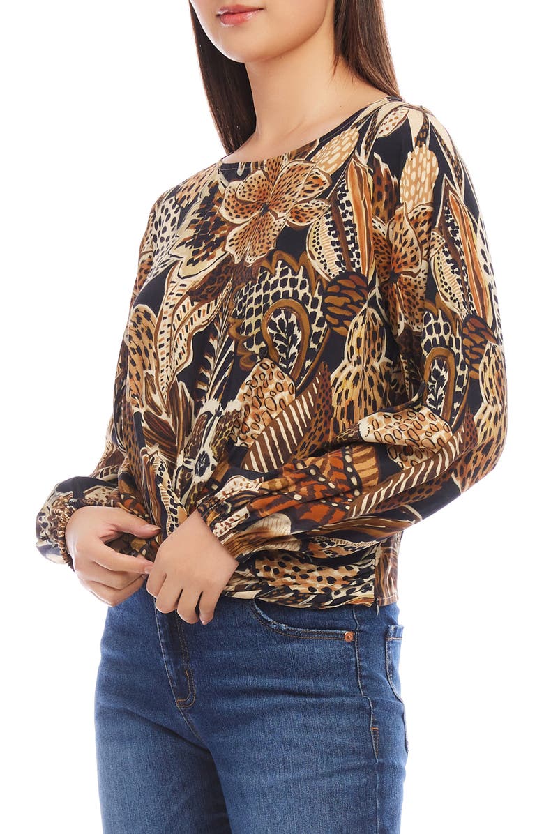 Karen Kane Floral Print Drape Front Top, Alternate, color, 