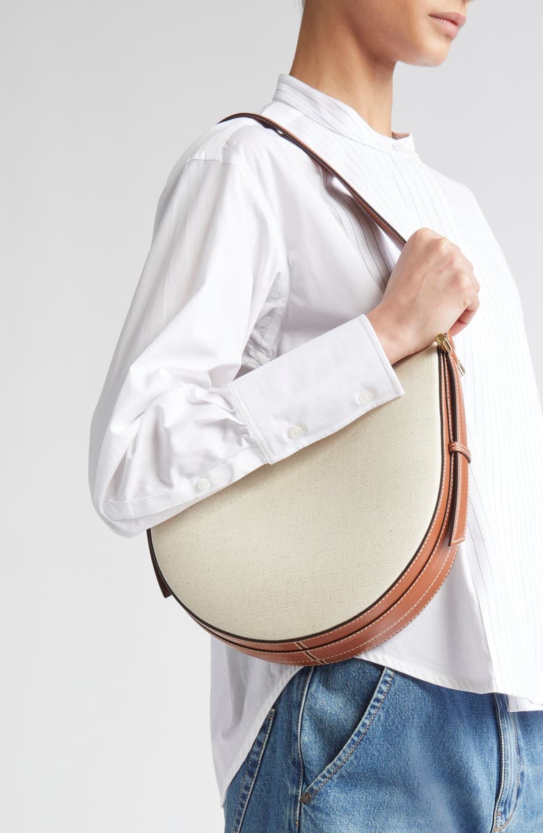 Victoria Beckham Medium The Dia Canvas Hobo Bag, Alternate, color, Tan/ Ivory