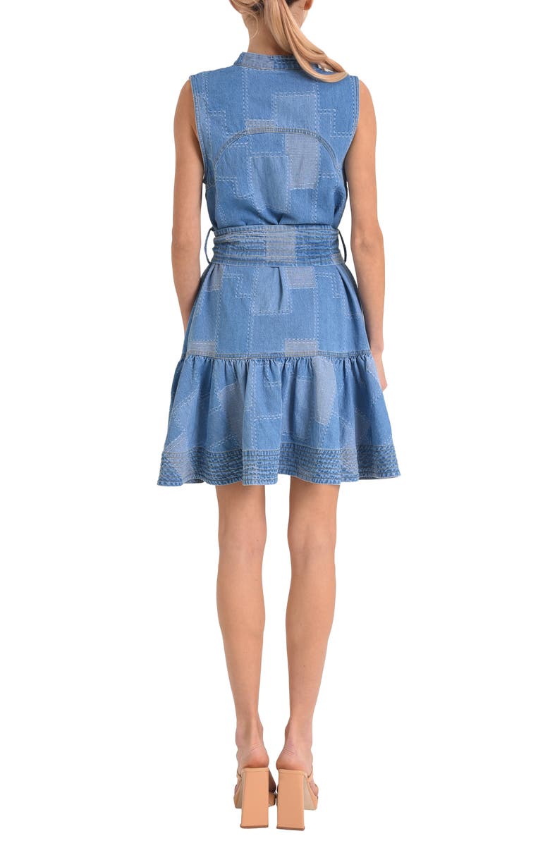 CIEBON Elly Patchwork Denim Mini Shirtdress, Alternate, color, Denim Blue