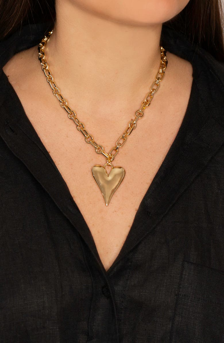 MARLYN SCHIFF Talia Heart Pendant Necklace, Alternate, color, Gold
