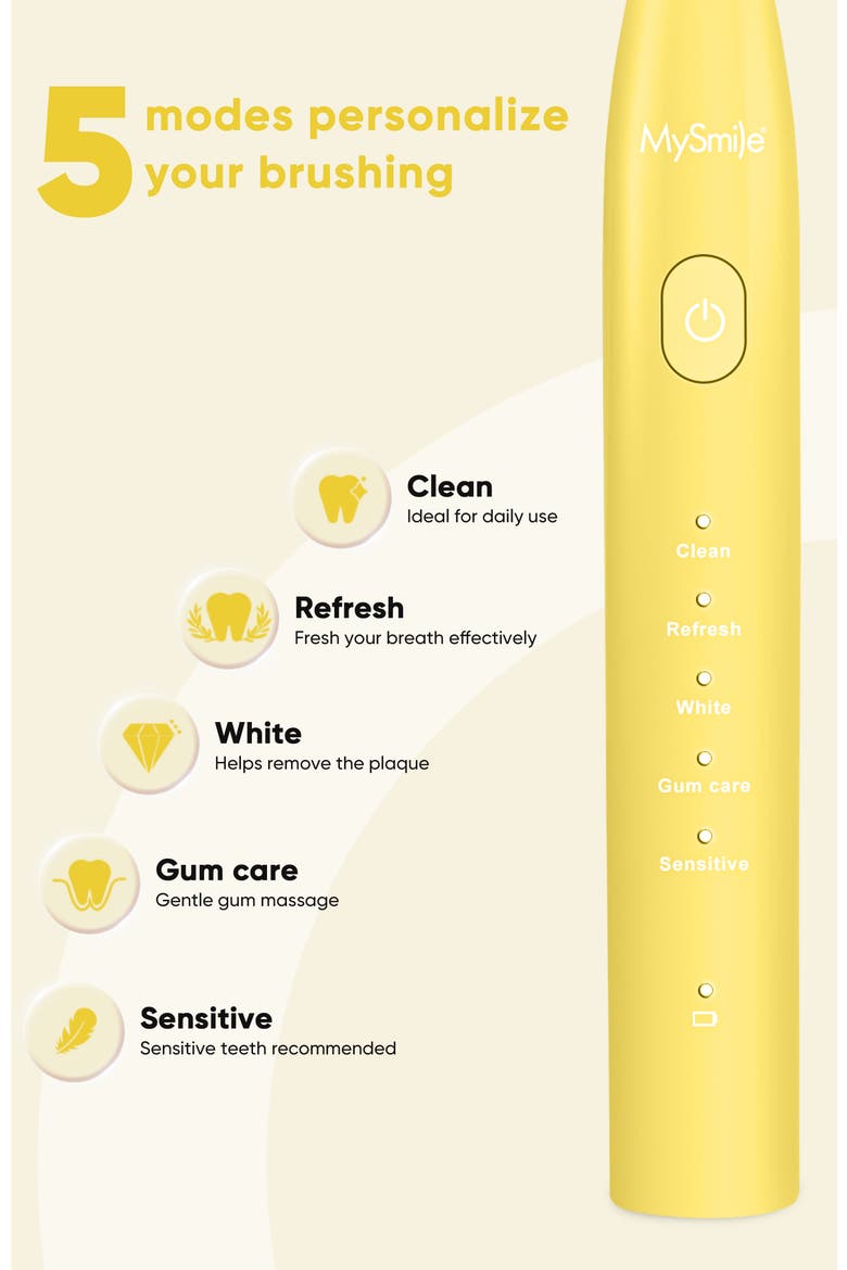 DY156 Essential Electric Toothbrush with 5 Modes, Alternate, color, Yellow