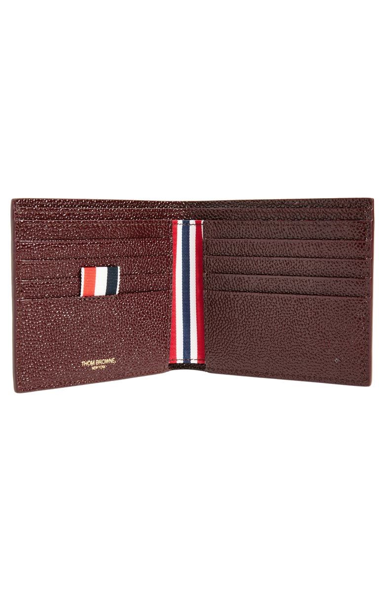 Thom Browne Grained Leather Bifold Wallet, Alternate, color,