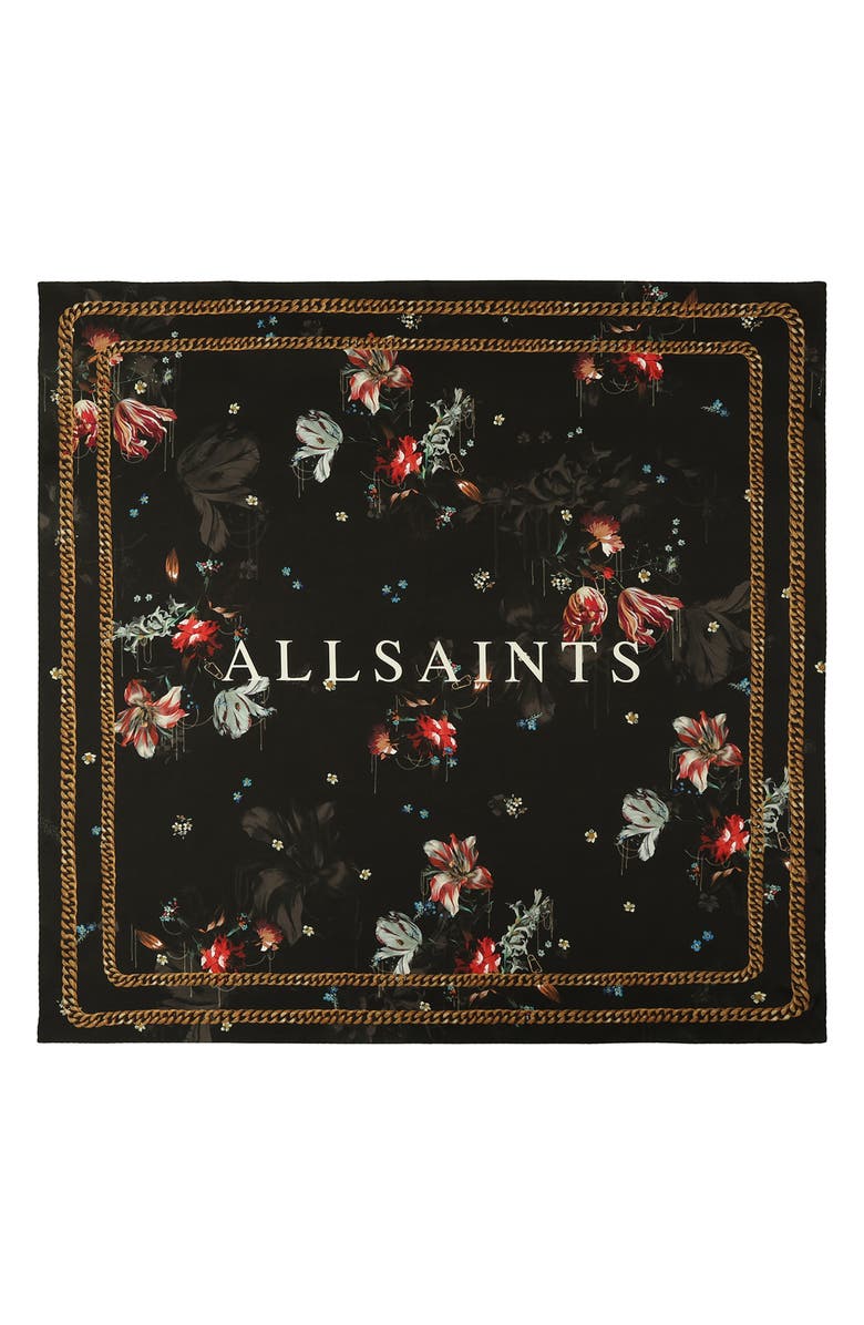 AllSaints Ania Large Square Scarf, Alternate, color, Black